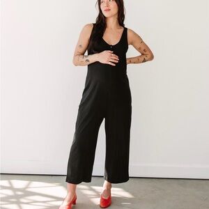 STORQ Maternity Black Studio Jumpsuit Cropped Wide Leg MVP Garmentory EUC Sz 4